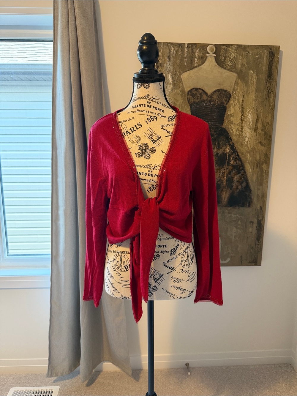 Jax Crimson Tie-Front Cardigan